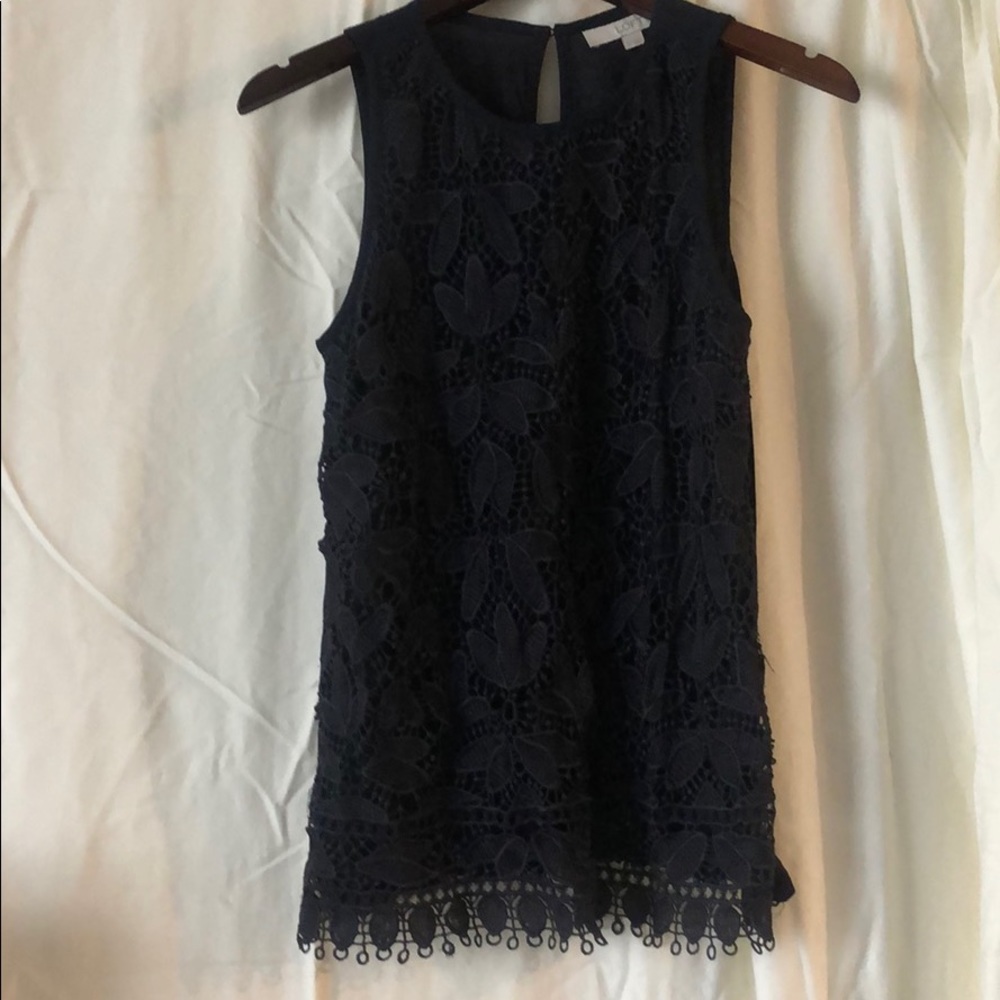 Navy embroidered tank